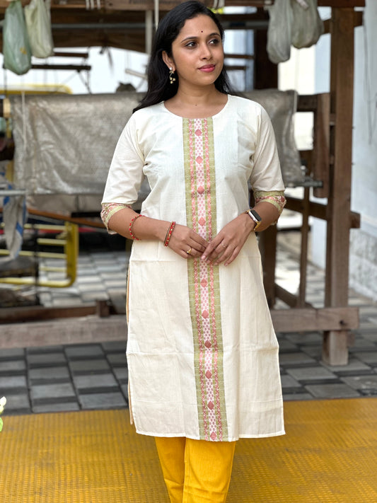 Kerala Kasavu Churidar Salwar Material With Lines Shawl / Dupatta | Cotton  saree blouse designs, Churidar designs, Striped shawl